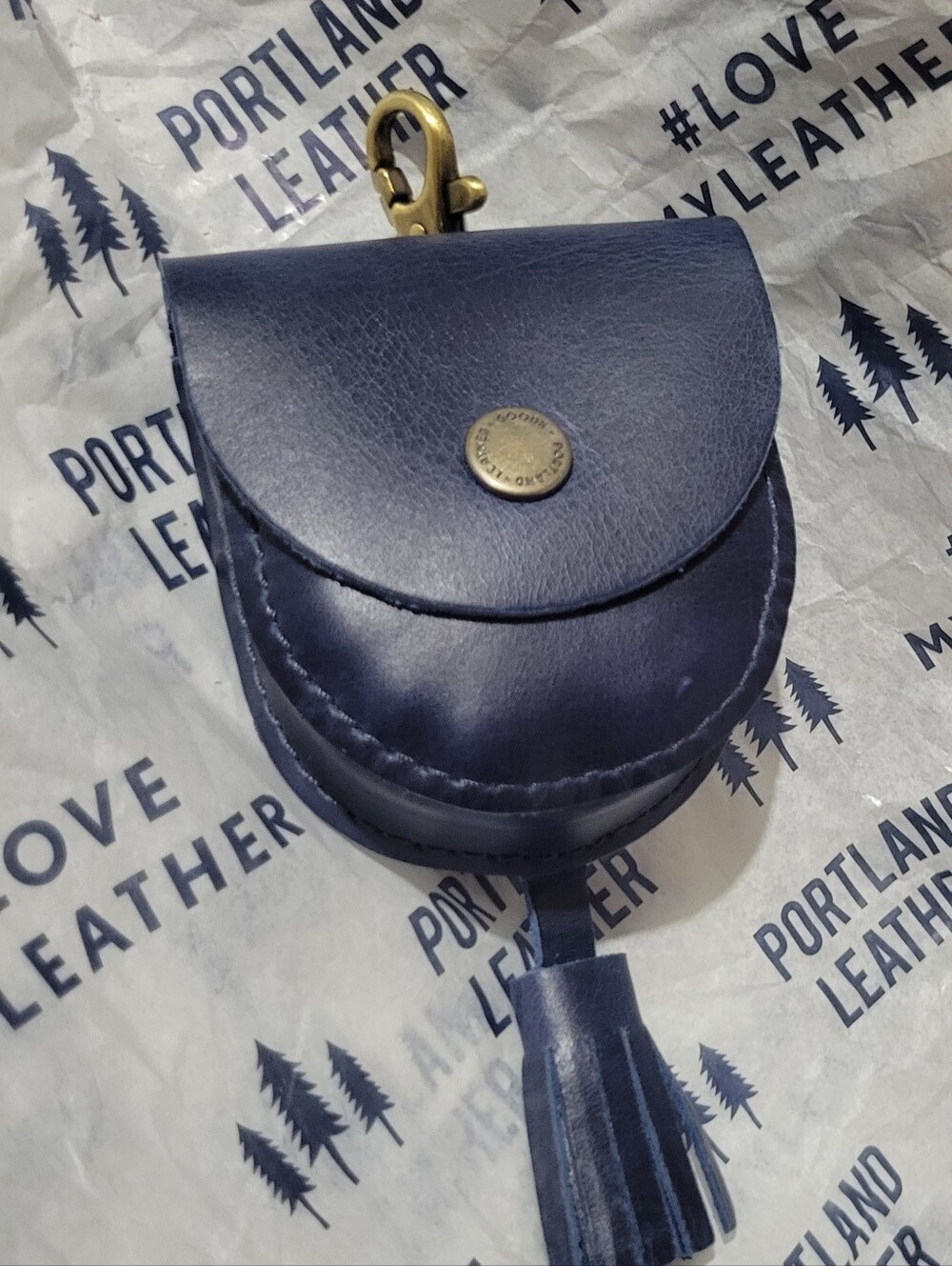 Portland Leather Nimbus Cowboy Blue Tassel Coin Pouch w/ Clip
